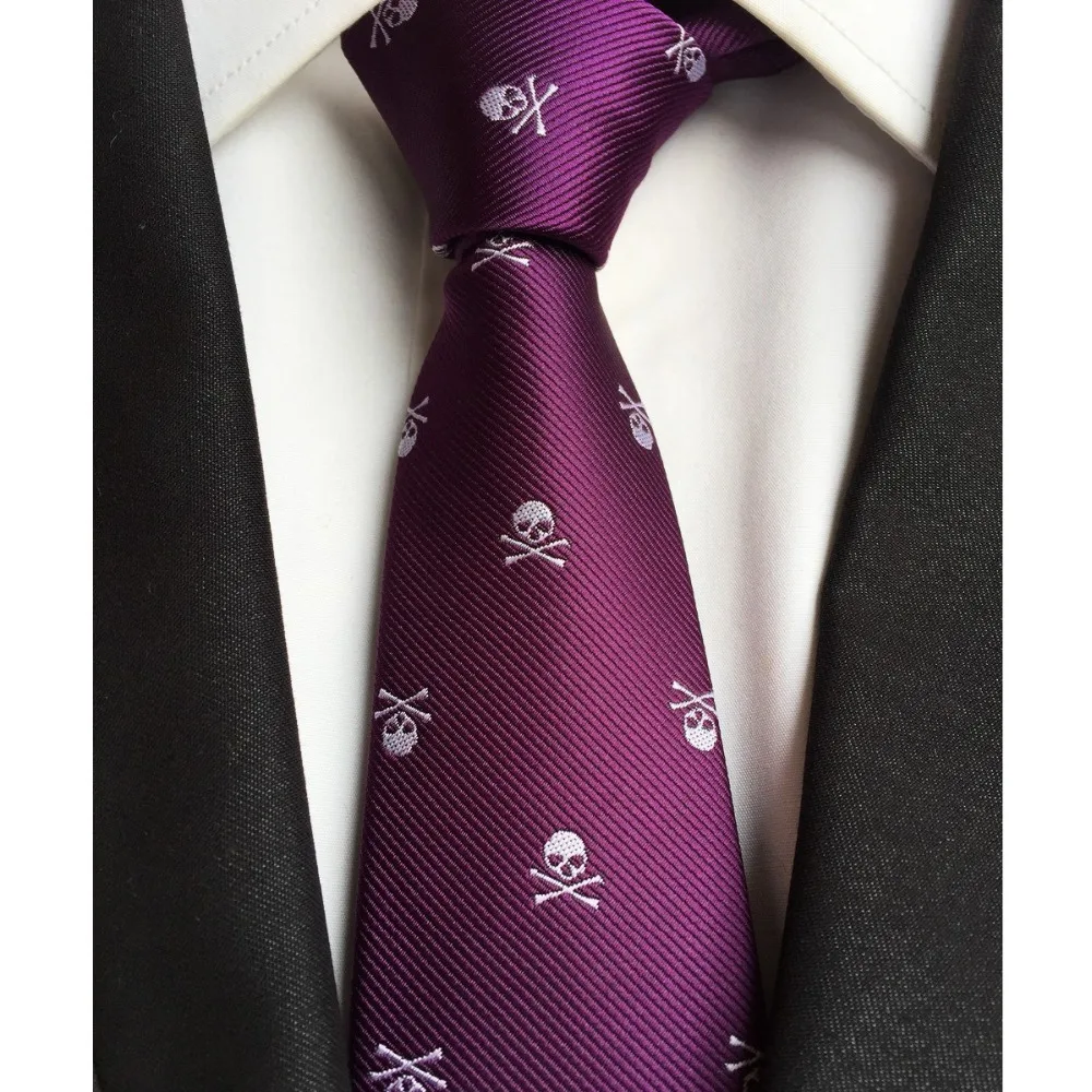 Skull Neck Tie for Men 6 colors Halloween Party Slim Ties 6cm