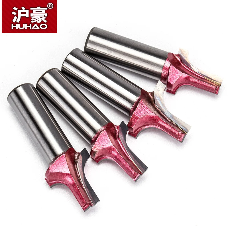 HUHAO 1pc 1/2" Shank Industrial Grade Milling Cutter Woodworking  CNC Tool Router Bits Clearing Bottom Straight Edge Arc Bit