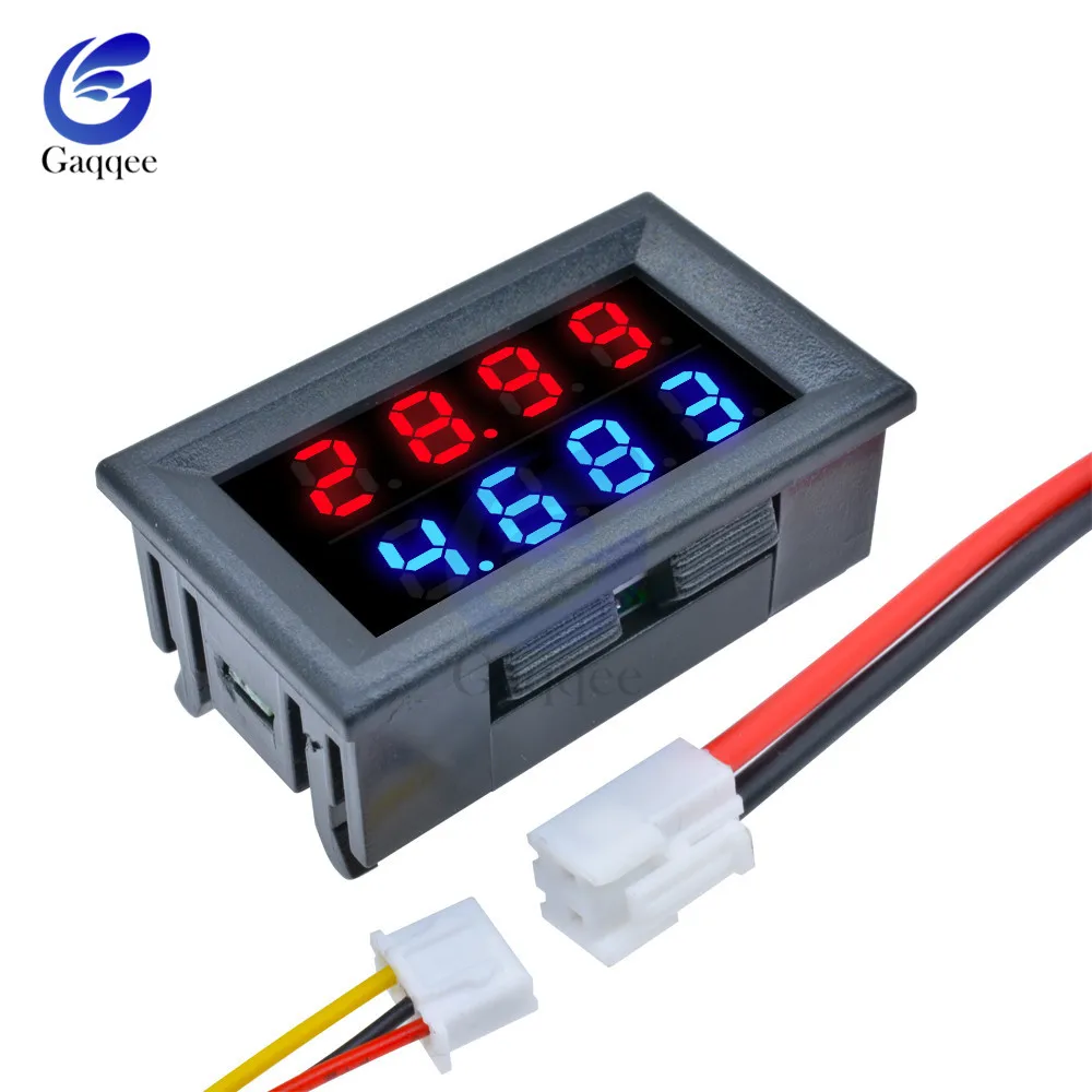 

Digital DC Voltmeter Ammeter 4 Bit 5 Wires DC 200V 10A Voltage Current Amp Panel Meter Power Supply Red Blue LED Dual Display