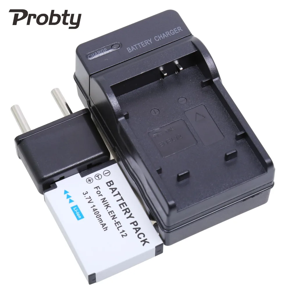 PROBTY EN-EL12 EN EL12 Camera Battery + Charger for Nikon Coolpix S9700 S9500 S9400 S9300 S9100 S8200 S8100 S8000 S6300 S6200