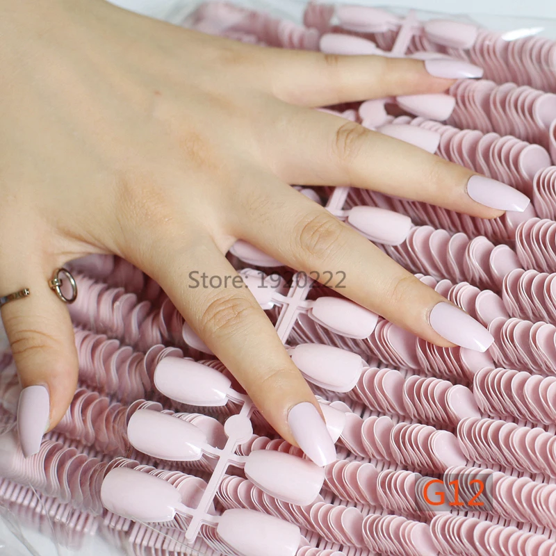 24pcs Fashion section candy color coffin shape nails, popular sales of the king, sexy light Gouache G12