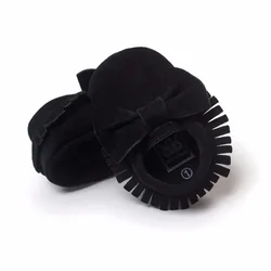 Black Bow Suede Baby Boy Shoe Nubuck Leather Fashion Children Moccasins Solid First Walker Newborn Shoe Hot Sale Bebe Shoe 0-2Y