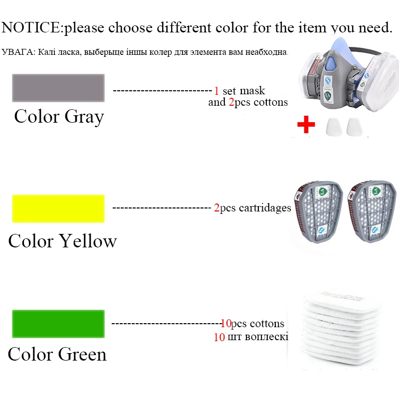 Half Face Gas Mask for Painting Chemical Protective Respirator Silicone Dust Mask Paint Pesticide Chemical Formaldehyde