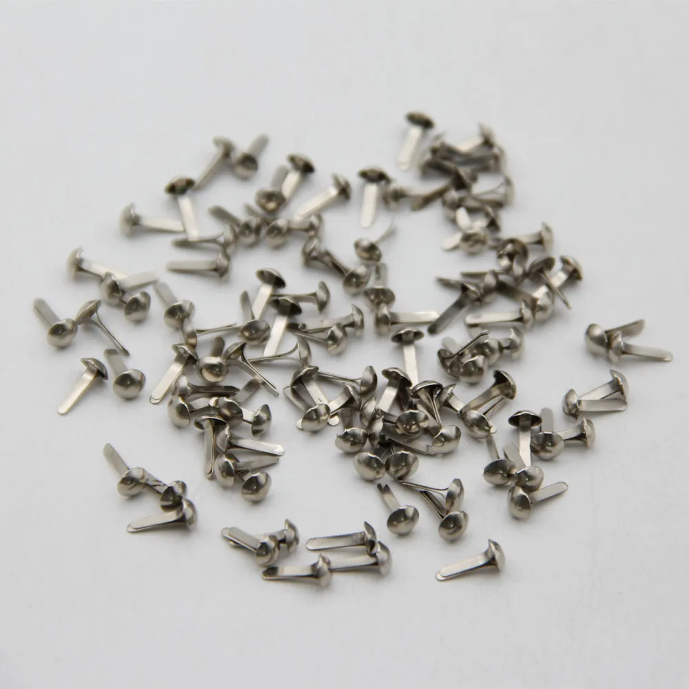 100pcs 4.5mm Mixed 3 Colors Iron Round Metal Mini Brads For Scrapbooking Accessories Embellishment Fastener DIY Handmade Crafts