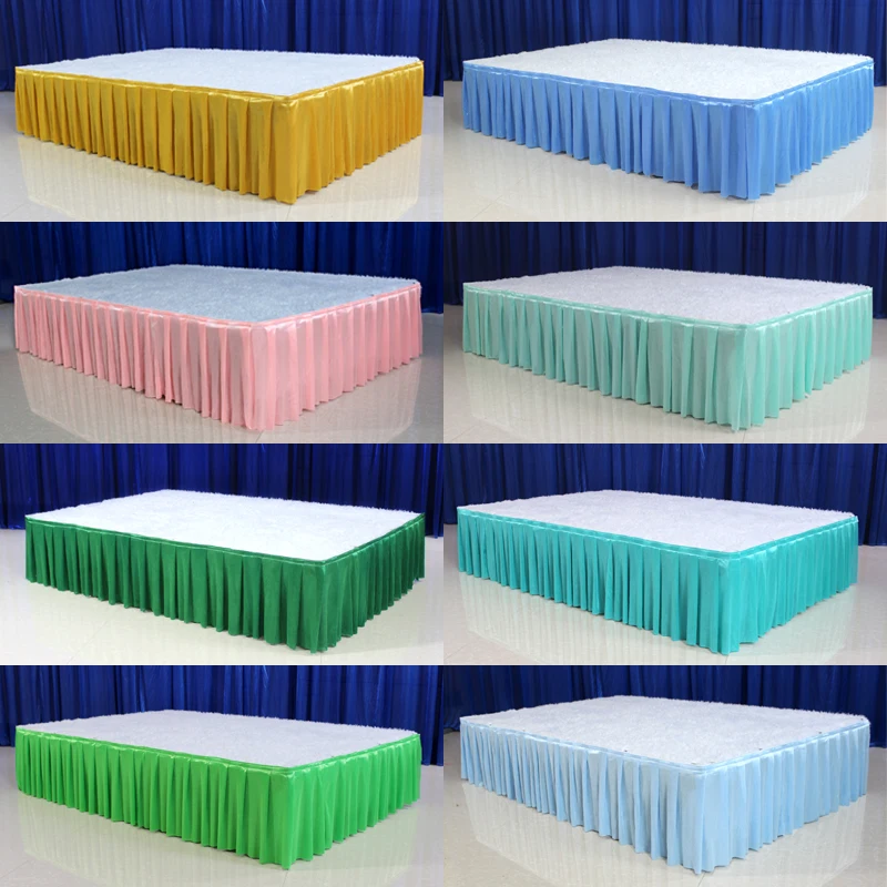Ice silk table skirt wedding backdrop curtains for table clothes table cover wedding stage table skirting for event party