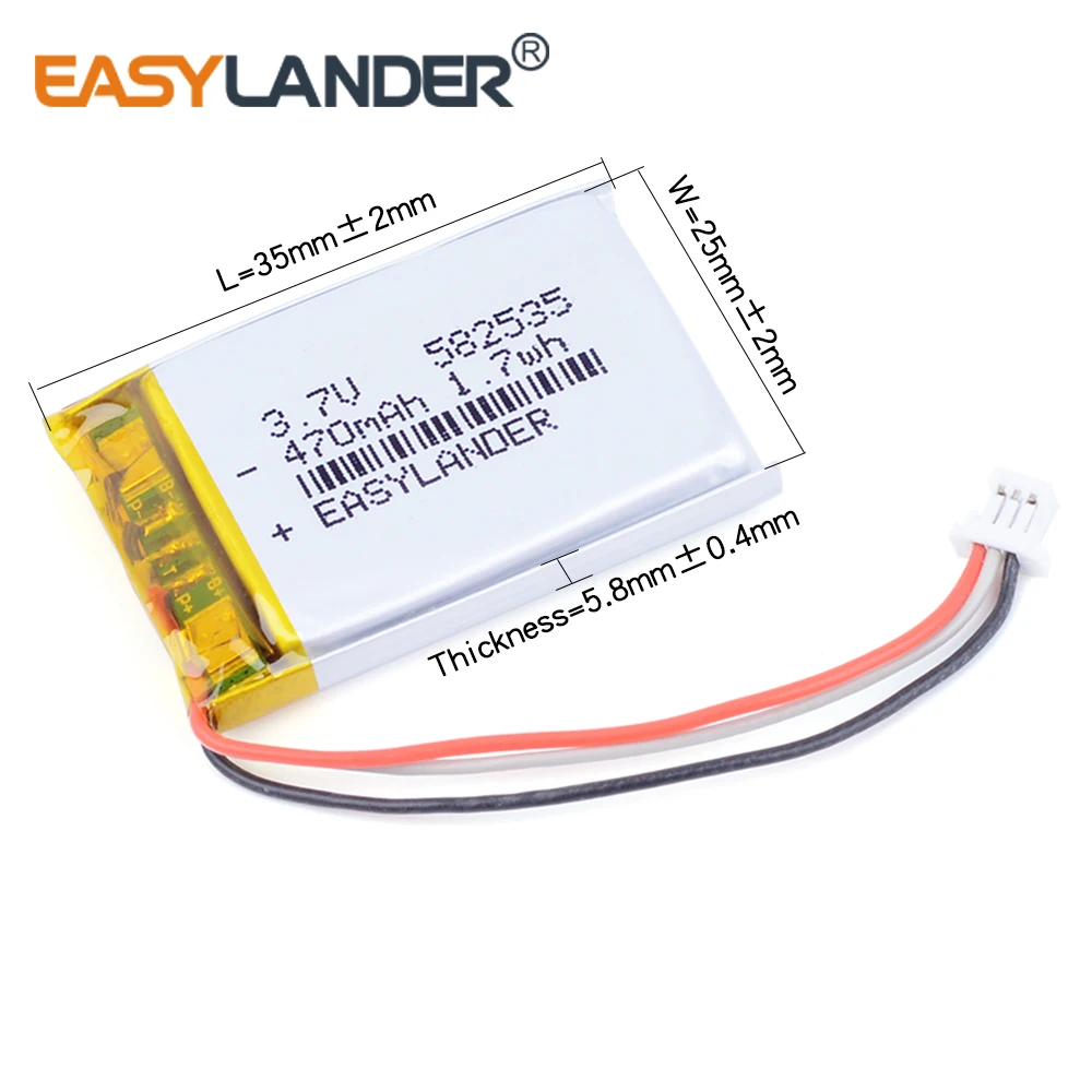 582535 SP5 470mAh Rechargeable Li-Polymer Battery For MP3 MP4 DVR VR Beauty Instrument Set top box Mio MiVue parkcity Jado d169s