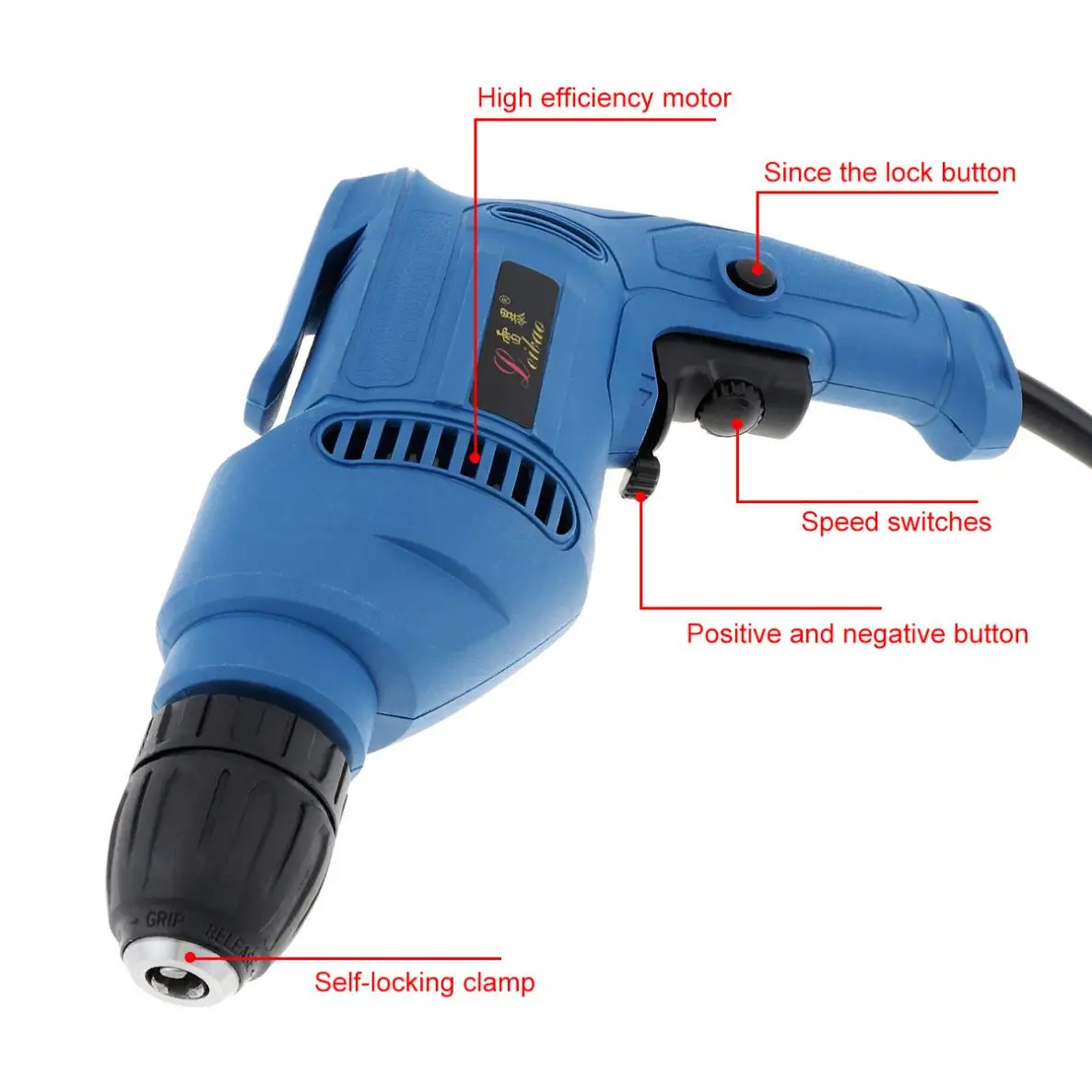 220V 600W Multifunction Handheld Impact Electric Drill with Positive Reversal Adjustable Speed Switch and 10mm Drill Chuck