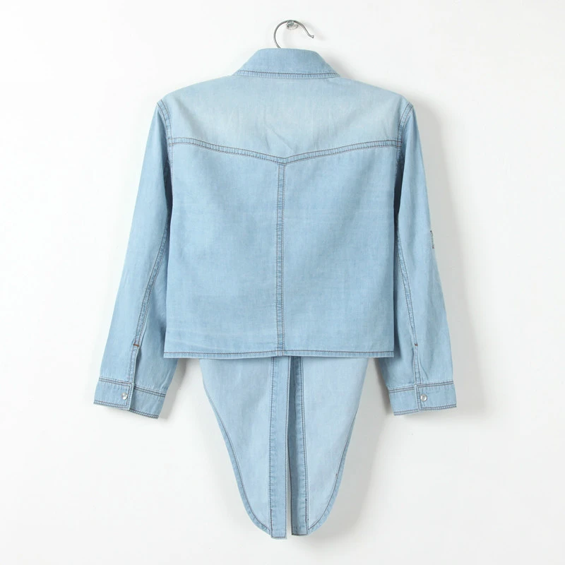 Spring Summer Korean Style Short Shawl Shirt  2020 Women Denim Bow Jeans Small Cape Shirts BS063