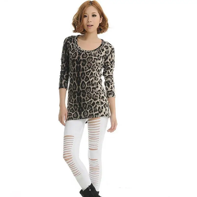 

2017 summer sexy fashion pencil pants hollow irregular front hole hole pure color breathable pencil pants feet pants plus size