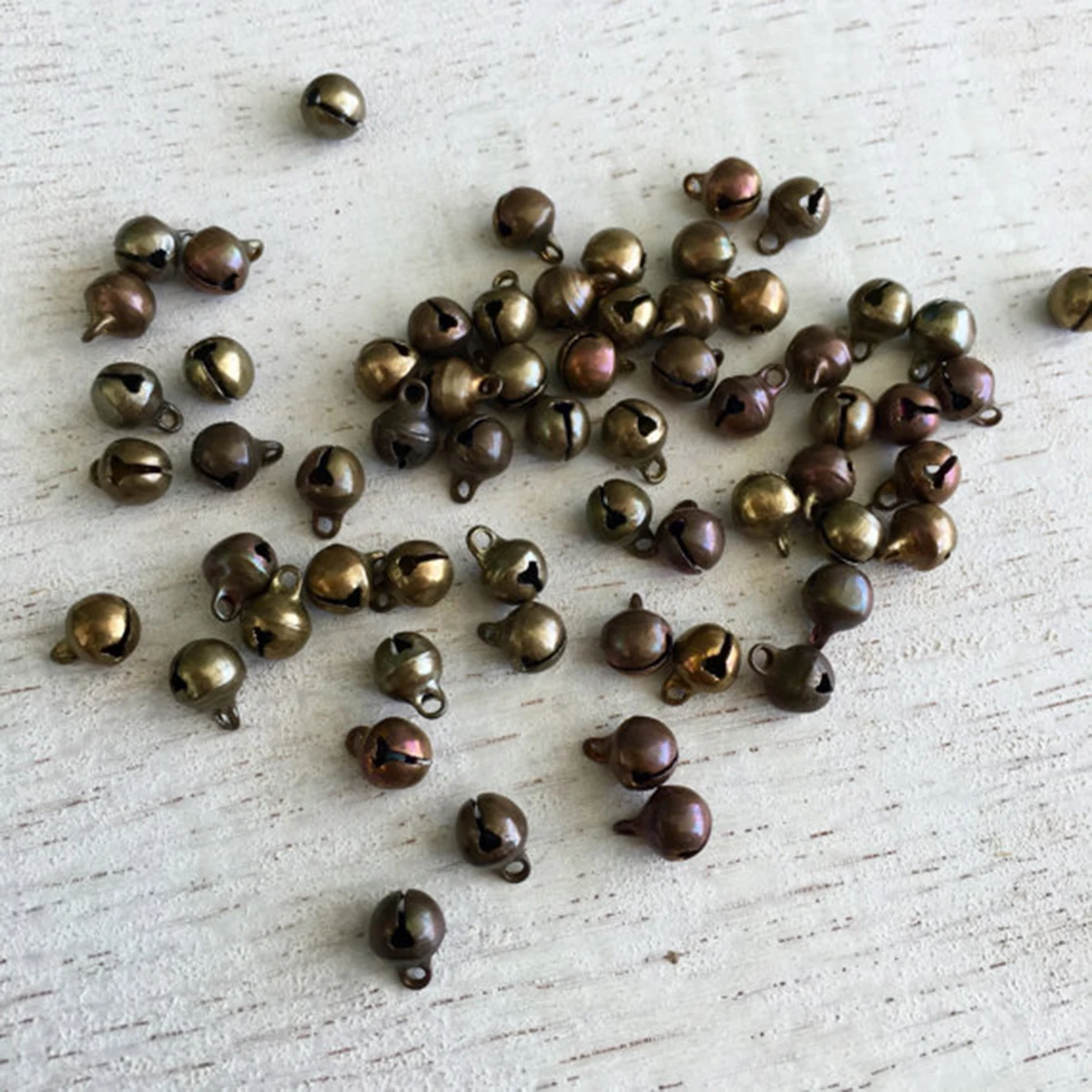 100pcs 6mm Vintage Brass Jingle Bells Christmas Holiday Craft Jewelry