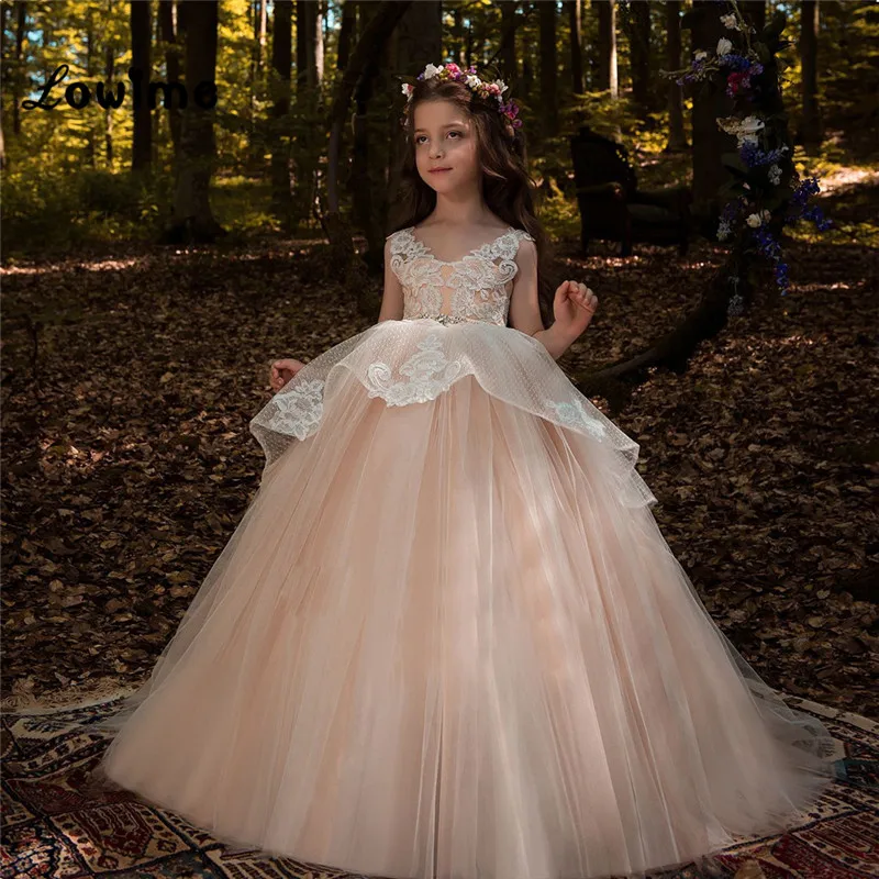 

Crystal Pageant Dresses For Girls Appliques Flower Girl Dress Communion Dresses 2018 Vestido Daminha Ball Gown Baby Party Gowns