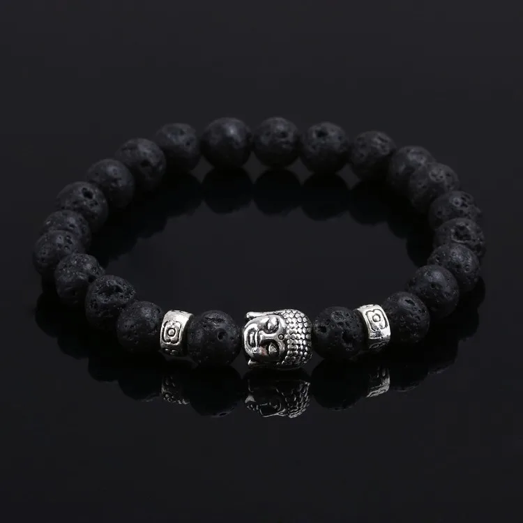 Black Lava Stone Tiger Eye Buddha Beads Bracelets Bangles Charm Natural Stone Charm Bracelets For Women/ Men Jewelry