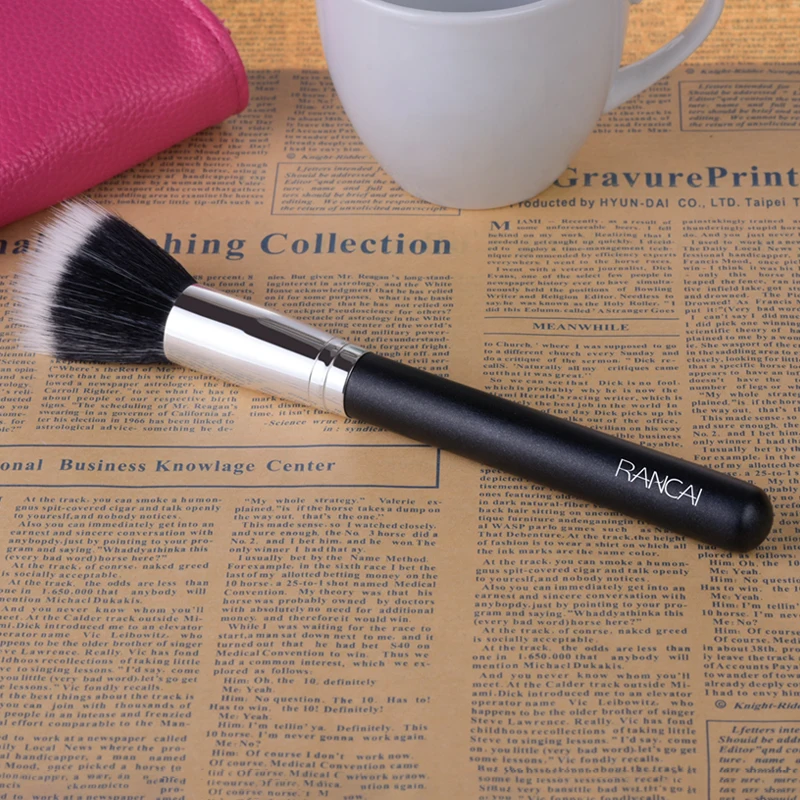 RANCAI 1pcs Powder Brush Full Size Skin Care Black Duo Fiber Stippling Brush Make Up Tools Face Bronzer Brush Pincel Maquiagem