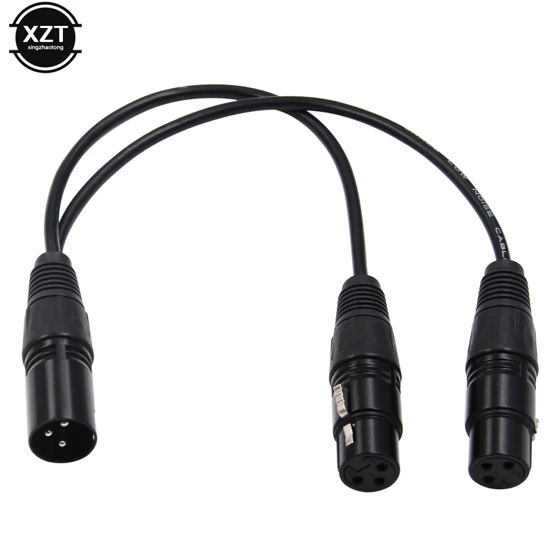 3-Pin XLR Male Plug to Dual 2 Female Jack Y Splitter Mic DJ Cable Adaptor 16 AWG extension For DVD Player Microphone