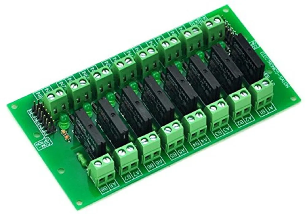 

Electronics-Salon DC5V 8 Channels DC-AC 2Amp G3MB-202P Solid State Relay SSR Module Board.