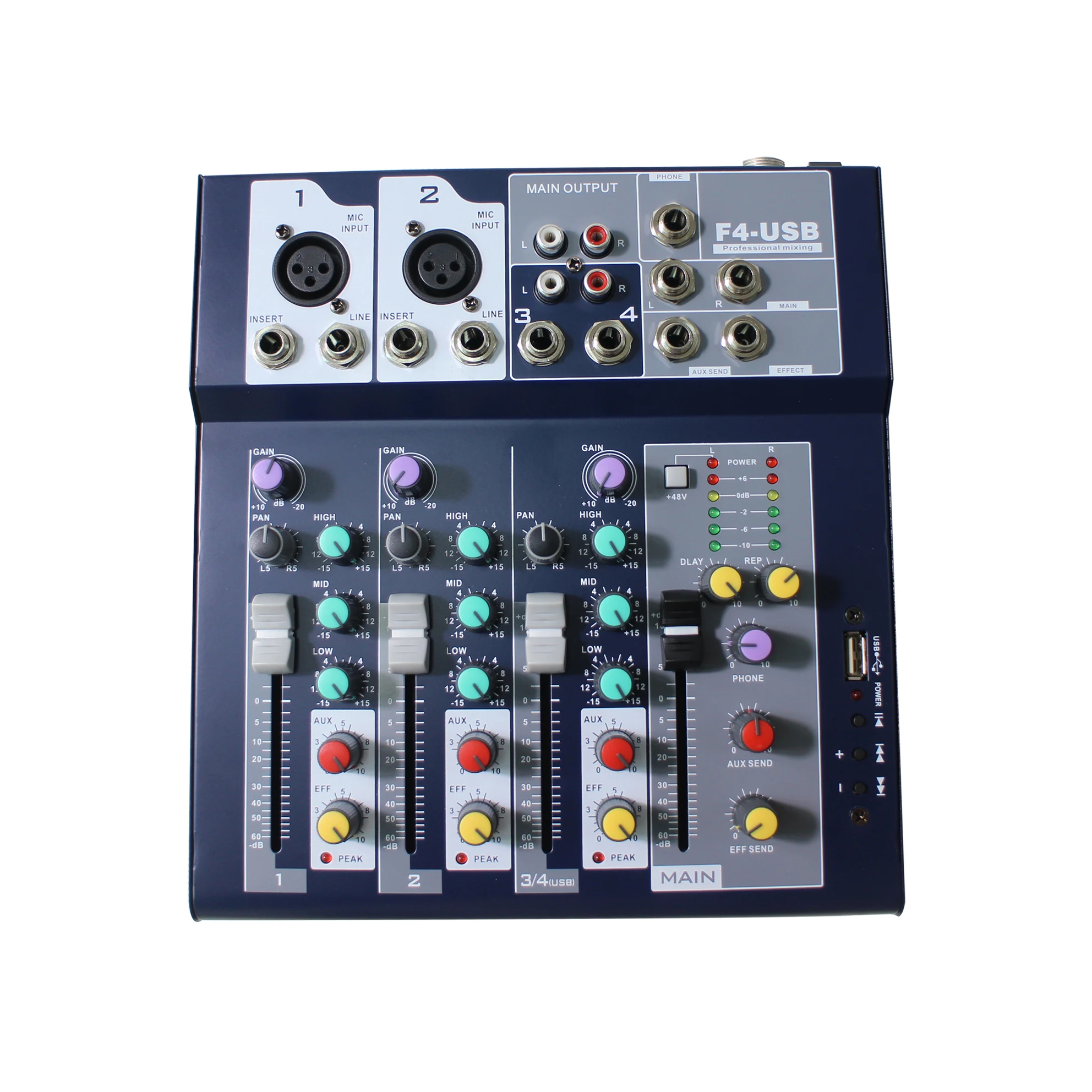 721042 15w 4 channel mini pa analog USB audio mixer supporting a variety of audio formats, Bluetooth and recording etc.