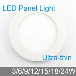 Ultrafino design 3W/6W/9W/12W/15W/18W/24W LED de teto com grade de imbutir luz baixa / luz de painel arredondada fina / luz de LED frete grátis