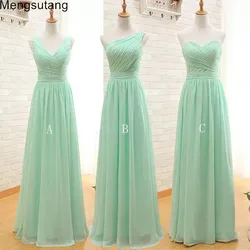 Robe de soiree 2024 New Arrival Three Styles A Line Mint Green Long Chiffon A Line Pleated Bridesmaid Dress Under 50