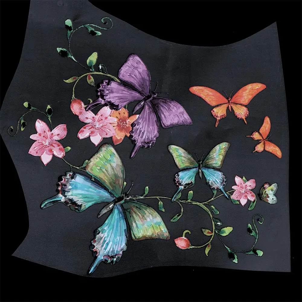 22*19.8 centimetri Fiore Farfalla Patch di Ferro Su Appliques Abiti T-Shirt Lavabile Trasferimento di Calore Adesivi Vestiti di Patch FAI DA TE
