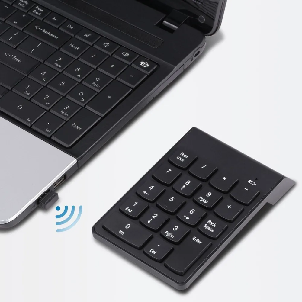 لوحة مفاتيح رقمية صغيرة USB 2.4G مكونة من 18 مفتاحًا ولوحة مفاتيح رقمية ولوحة مفاتيح لاسلكية عالية الجودة لأجهزة الكمبيوتر المحمول المكتبية المتوافقة