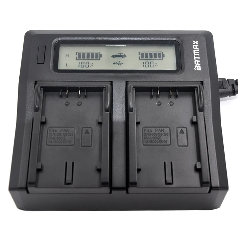 Ultra Fast LCD Dual Charger Kits for Panasonic CGA-D54S Battery CGA-D220, CGA-D320, CGA-D54, CGR-D08, CGR-D16, CGR-D28, CGR-D53