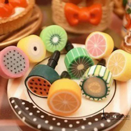 Free shipping 100pcs/lot cute fruits soft rubber 3.5mm anti-dust earphone jack plug stopper cap for phones pads decoration gifts