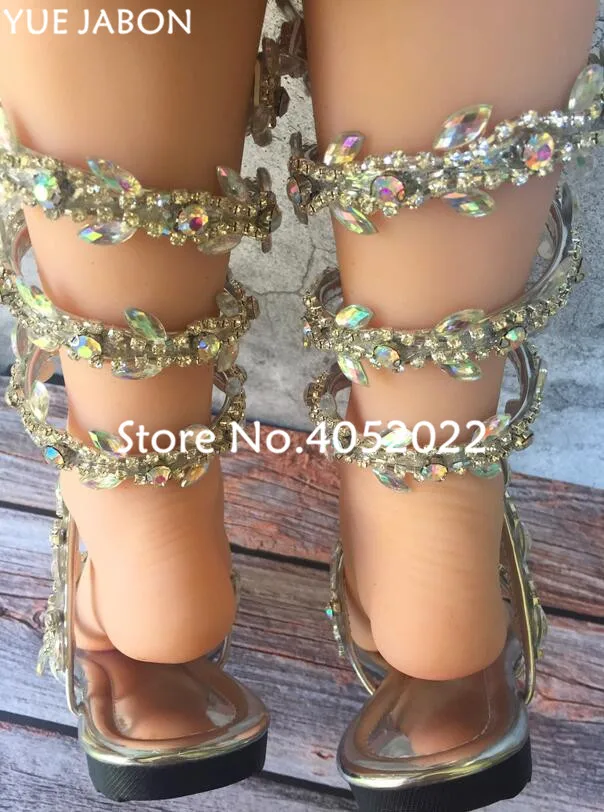 Summer Luxurious gladiator sandals Bling Silver women Flat Sandals Snake Punk Rhinestone Flat Heel Women Sandals Wedding Shoes