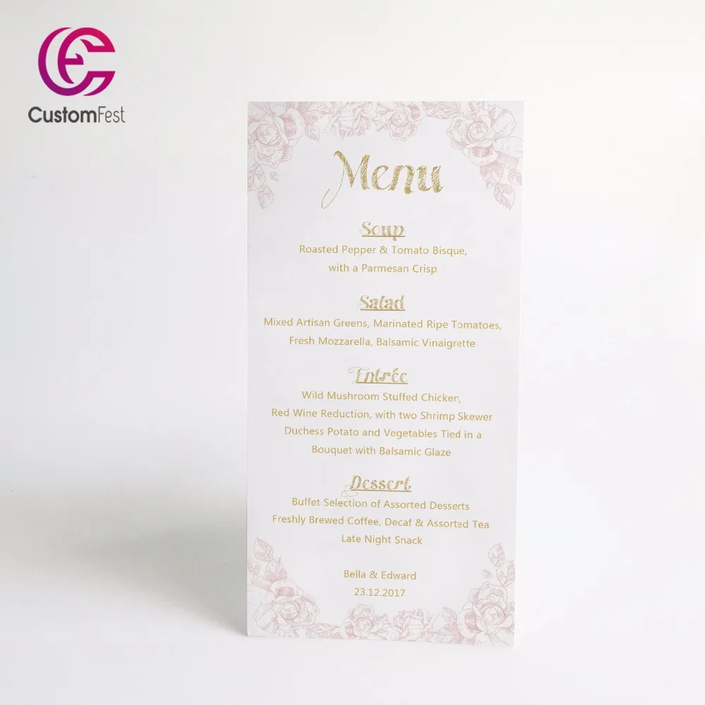 

Personalized menu classic flower in pink and gold menu whole set available MU031