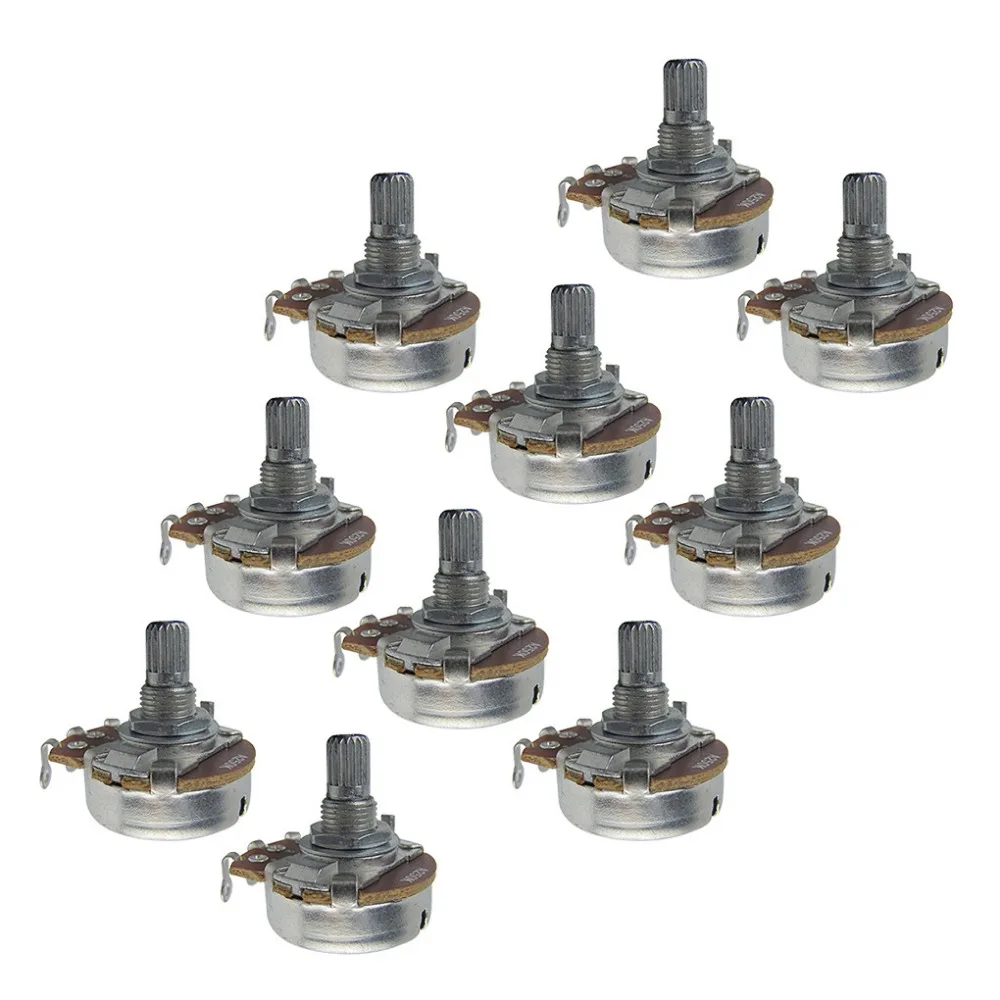 FLEOR 10PCS Full Size 15mm Short Shaft Guitar Potentiometers Pots A250K /B250K /A500K /B500K for ELectric Guitar Bass