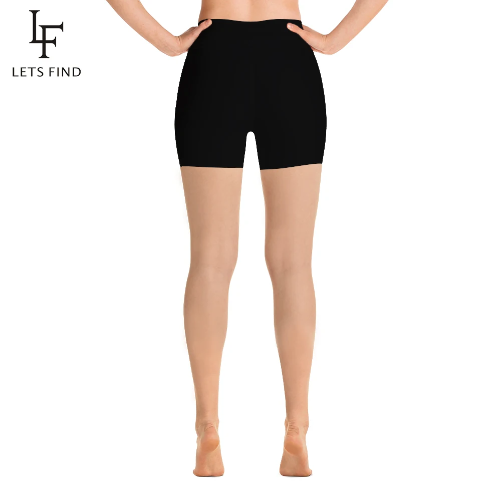LETSFIND New Women High Waist Short Leggings Solid Black Elastic Soft Comfortable Short Pants
