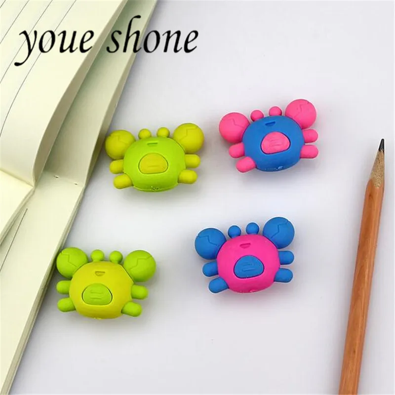 Youe Shone 1pcs Crab Eraser Rubber Child Student Cute cartoon Eco-friendly Animal Eraser Stationery For School Student