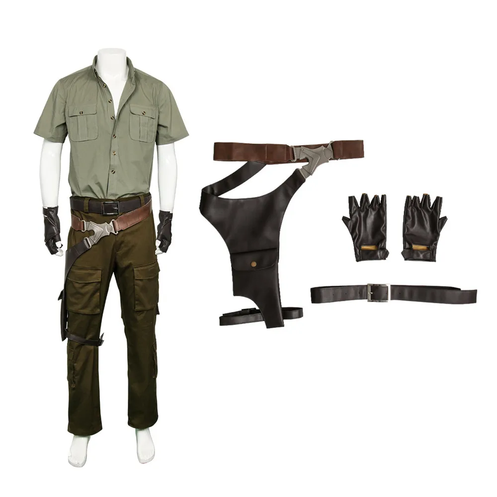 Welcome to the Jungle Spencer Cosplay Costume Jumanji  Halloween Roleplay Game Cosplay Adult Men Costume Army Uniform Full Set