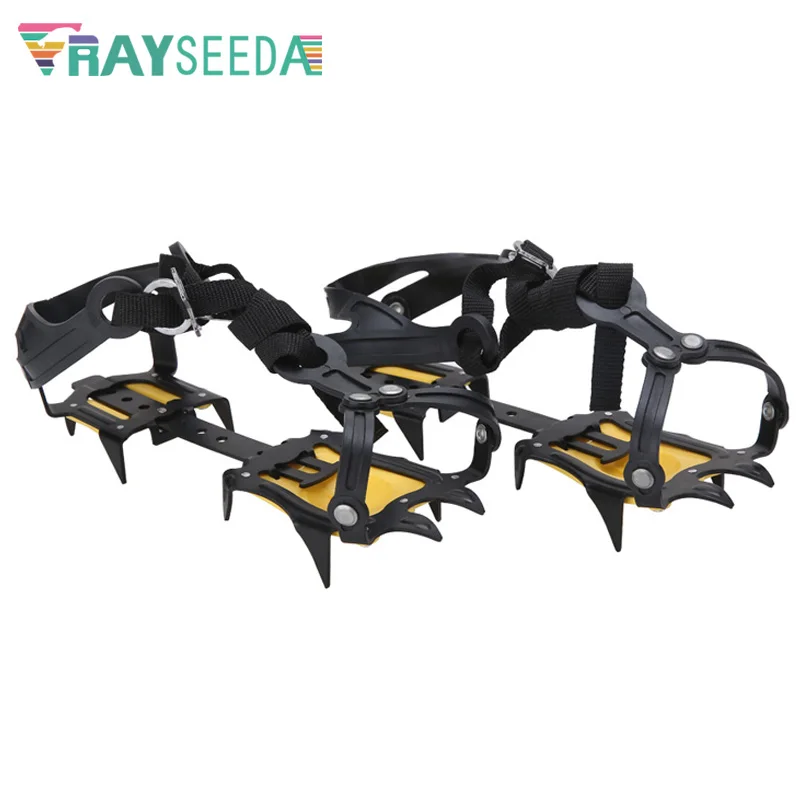 Rayseeda 1 pair Professional Antislip Climbing Ice Crampons High Strength Manganese Steel 10 Teeth Claws Climbing Cleats Gripper