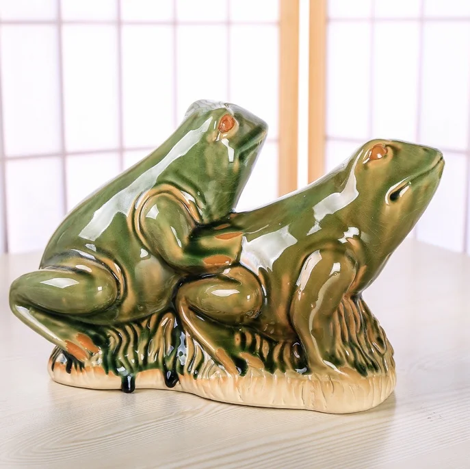 Ceramic Sex Frog Sculpture Porcelain Frog Intercourse Statue Animal Lovers Ornament Couple Decor Humour Gift Craft Accessories