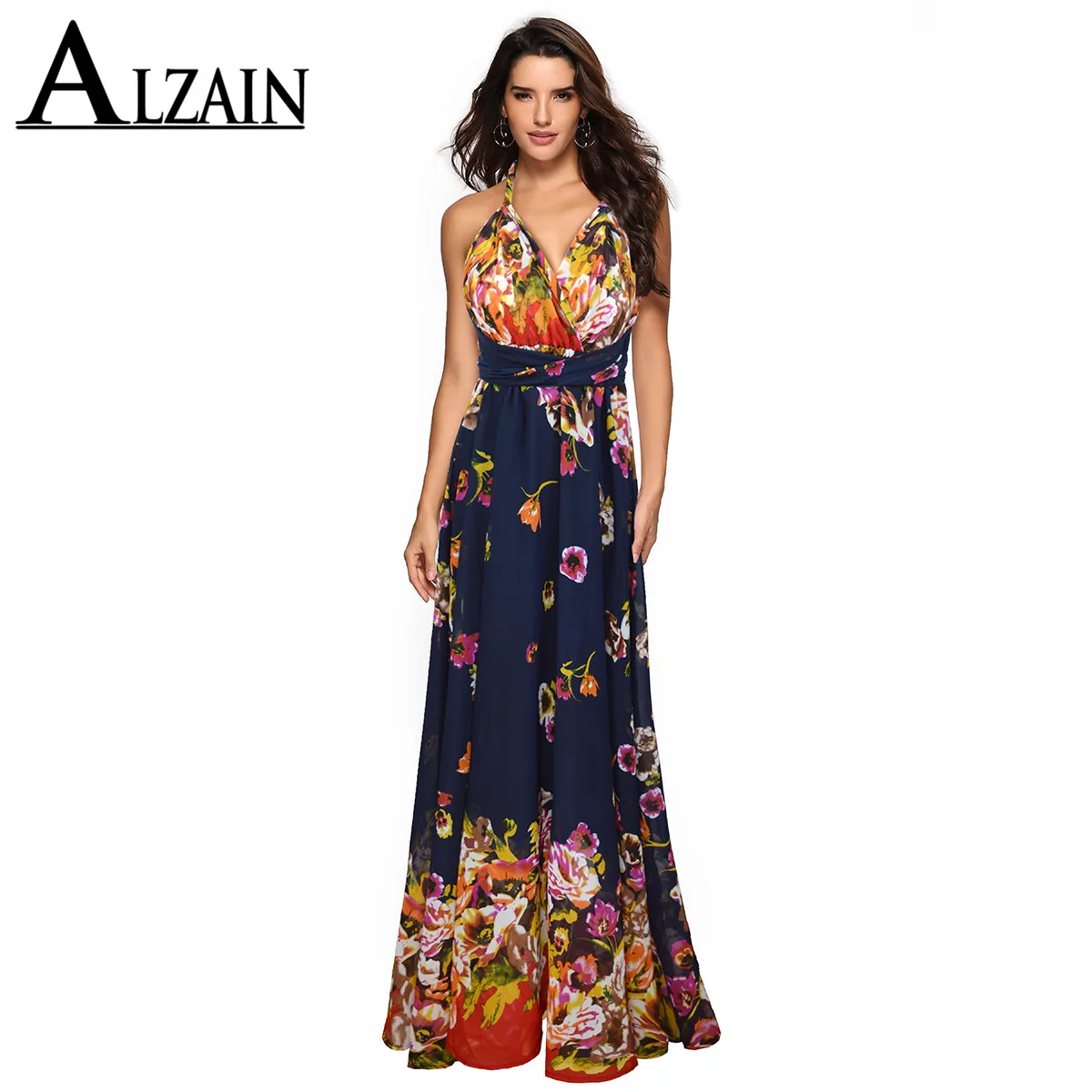 Summer Maxi Party Robe Femme Sexy Long Boho Beach Floral Chiffon Bandage Dress Women Ladies Dresses платье vestidos