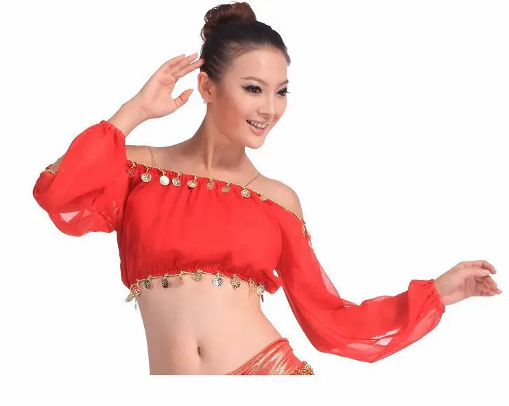 2016 เซ็กซี่อินเดีย Belly Dance เครื่องแต่งกายเลื่อม TOP Bra ทองเหรียญ Tops & Tees สำหรับเสื้อผ้าผู้หญิง Tops Big ขาย