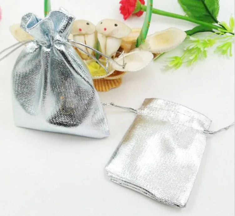 

7*9cm 100pcs Handmade Silver Drawstring Bags For Wedding/Party/Gift/bracelets/necklace Pouches Jewelry Packaging Display Bags