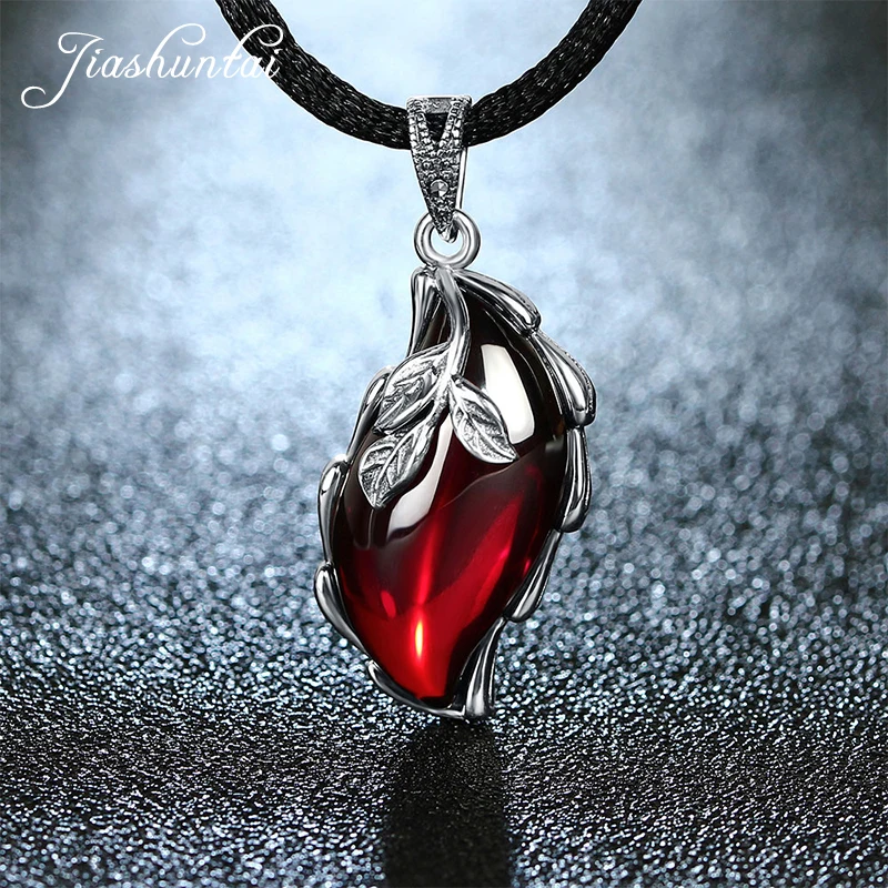 

JIASHUNTAI Retro 925 Silver Sterling Pendant Necklace Silver Jewelry For Women Leaf Design