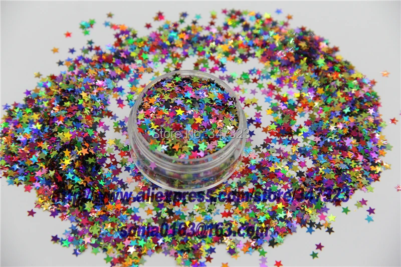 

SL3-86 Mix 3 MM Laser Holographic Color Glitter STAR shape Glitter for Nail Art and DIY supplies