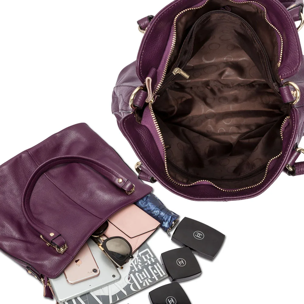 Zancy – sac à main en cuir véritable pour femmes, sac à bandoulière de luxe violet, fourre-tout à la mode, fourre-tout Hobos, breloque, sacoches, collection 100%