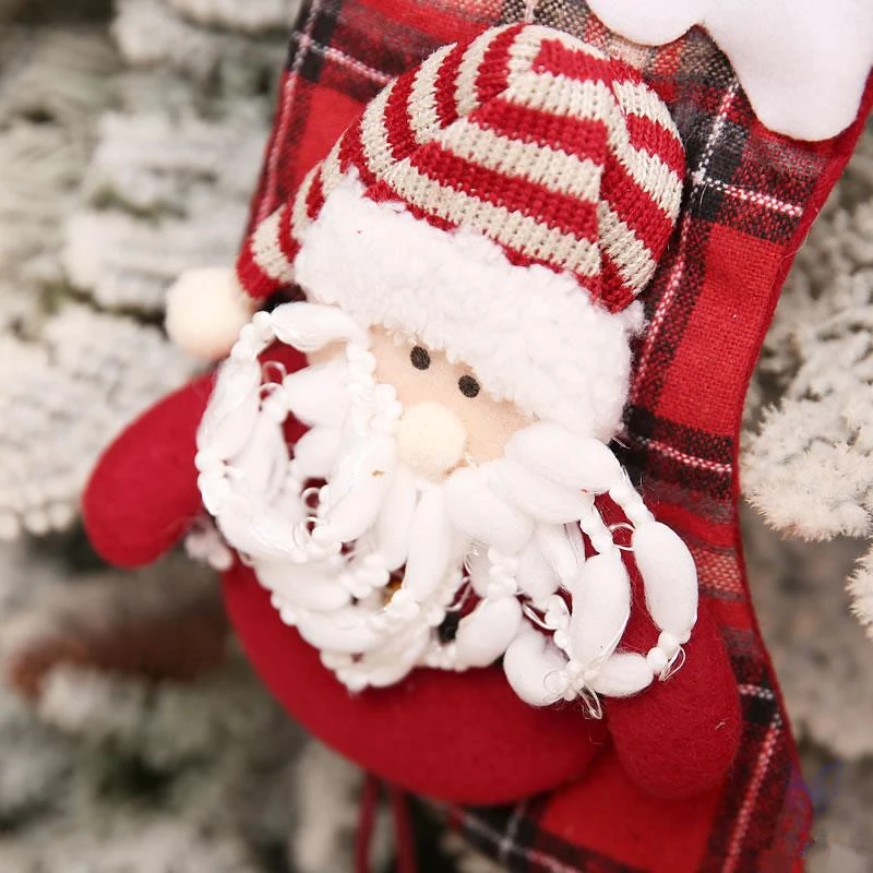 Espessamento meias de natal sacos de presente das crianças decorações da árvore de natal festival adorável pingente papai noel ornamentos enfeites