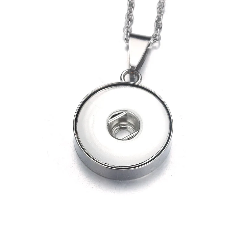 Stainless Steel Snap Button Jewelry Pendant Necklace with Link chain Fit 18mm&12mm Snap Necklace Jewelry Women 2290