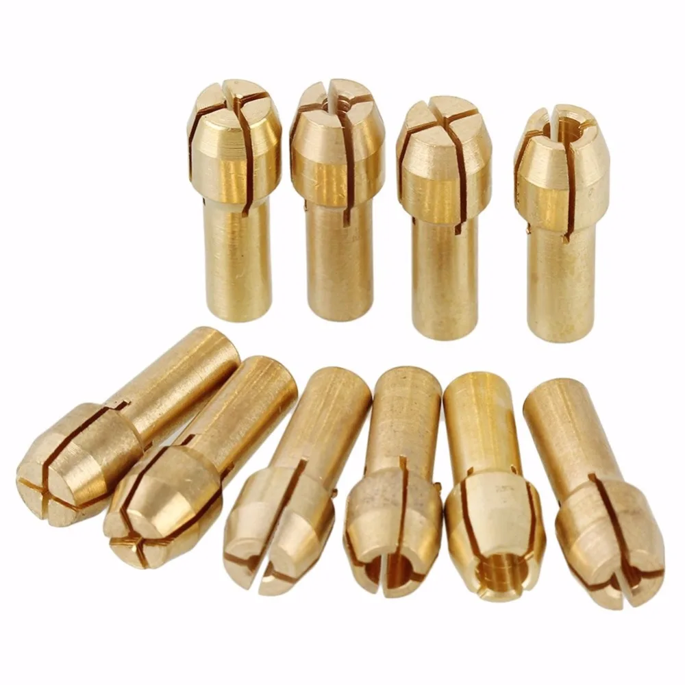 10pcs 0.5-3.2mm Three-jaw Copper Drill Chuck Collet Clip Bit Set for Dremel Rotate Tool Electric Grinding Accessories