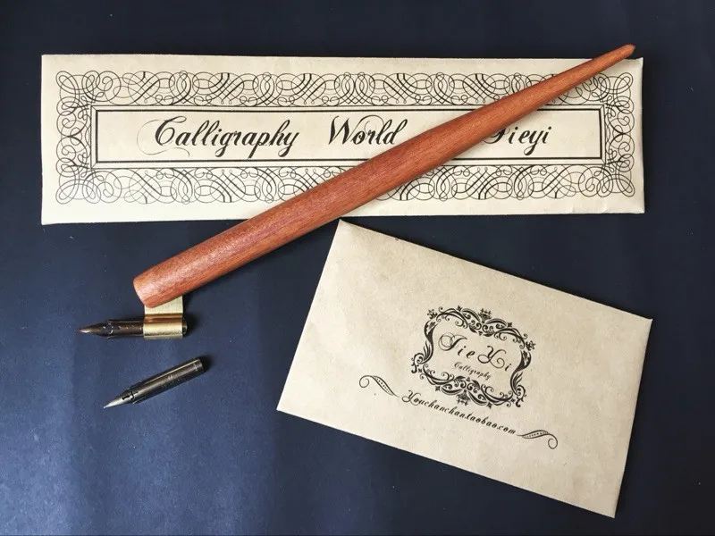 Handmade Solid Wood Copperplate Script Oblique Dip Pen Nib Holder Best Gift Englaish Calligraphy Dip Pen