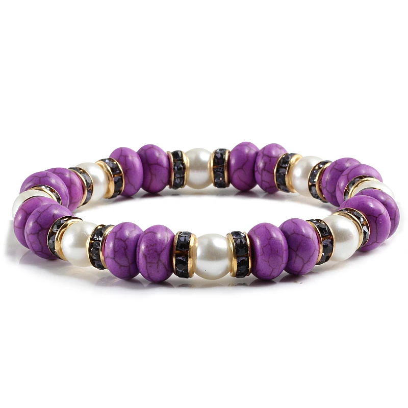 Fashion Vintage Boho Charm Bracelets Bangle Women Natural Stone Blue Beads Strand Bracelet Men Jewelry Pulseras Mujer
