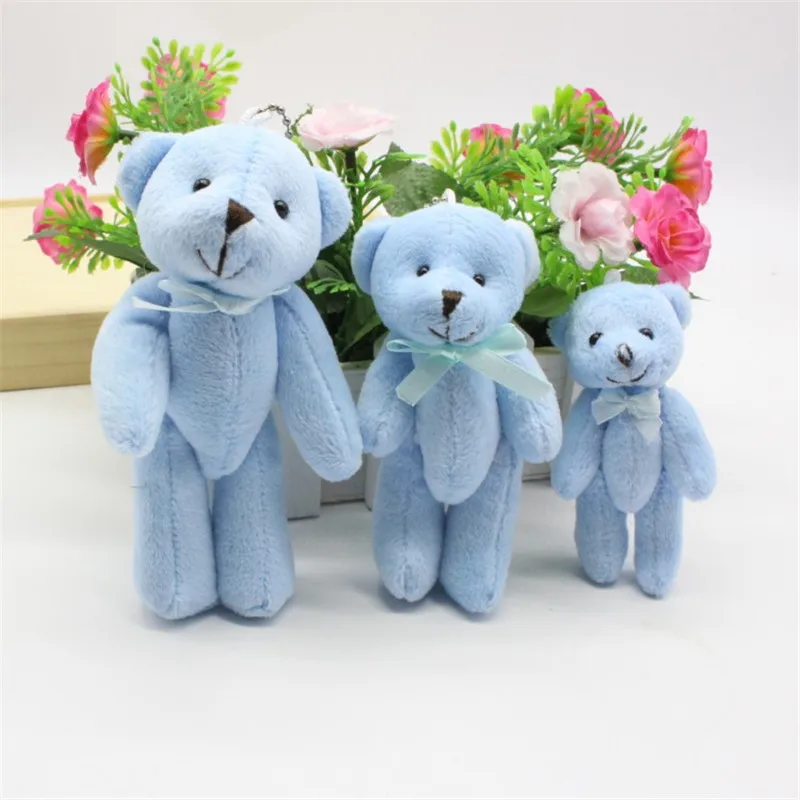 1pc 11cm mini Teddy Bear Plush Stuffed Wedding BOX toy doll Garment Accessories decor doll Keychain