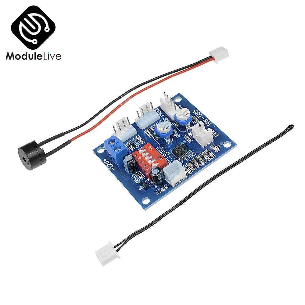 NTC 3950 Thermistor PWM Temperature Probe Speed Controller Board Control Module Buzzer DC 12V 5A CPU Fan High-Temp Alarm 50k