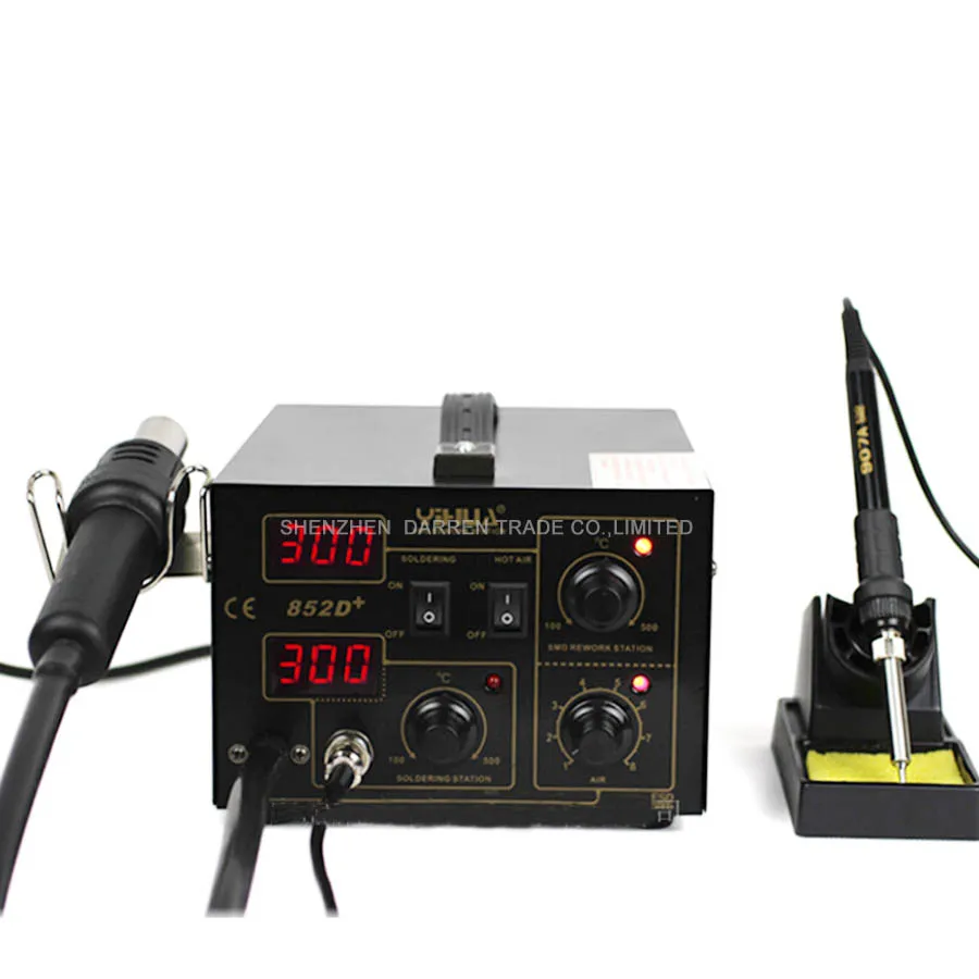 

110V/220V Soldering Station YIHUA-852D+ Hot Air Gun Digital Soldering Iron Welding Machien With English Manual