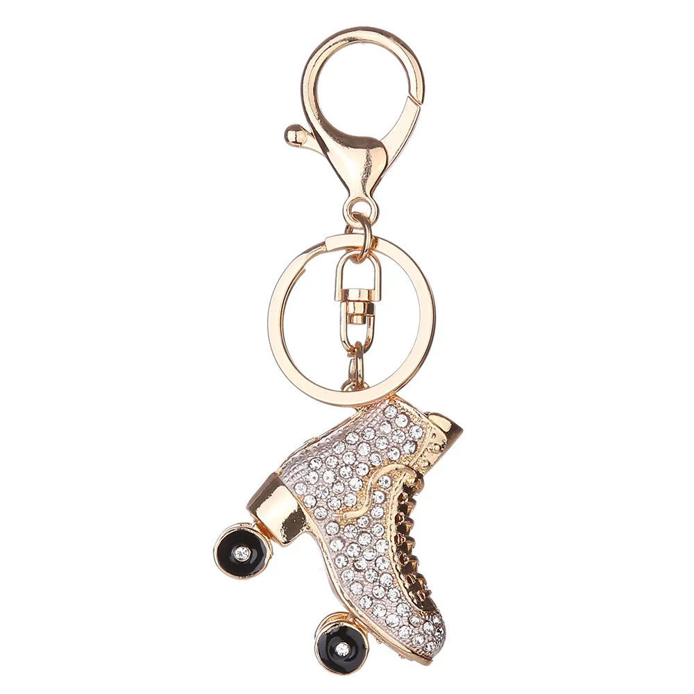 Fashion Crystal Roller Skating Shoes Shape Keychain for Female Car keyrings Women\'s bags Pendants Accessories Men Jewelry 2019