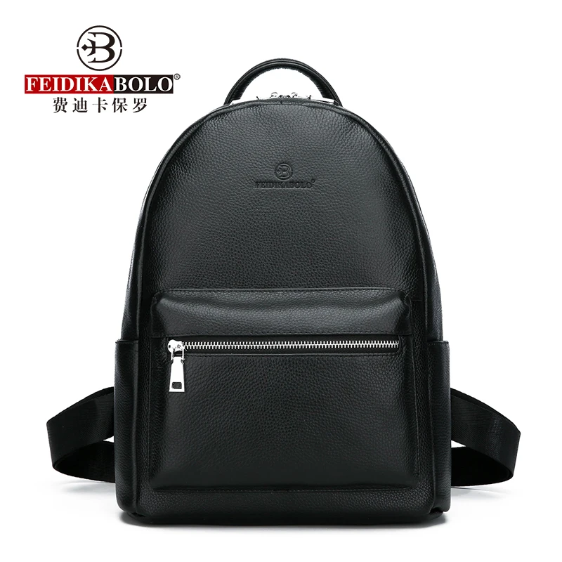 Genuine Leather Men\'s Backpack Fashion Cow Leather Backpacks College School Men Bag Fashion Black Large-Capacity Travel Backpack